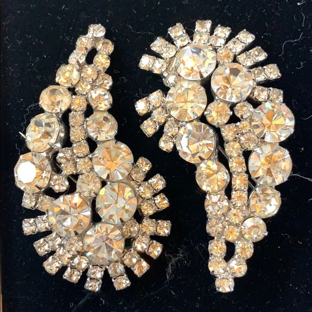 Vintage Crystal Yin Yang Brooches - Set of 2